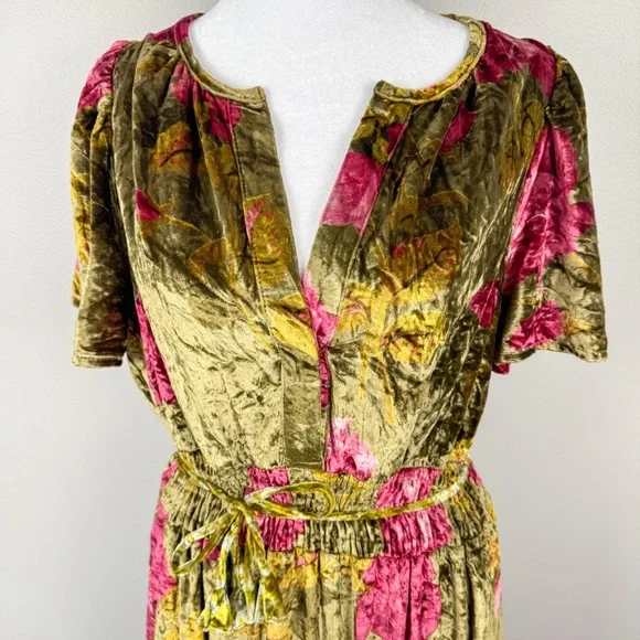 Anthropologie Velvet Somerset Maxi Dress Green and Pink Floral Size Medium - Picture 5 of 15
